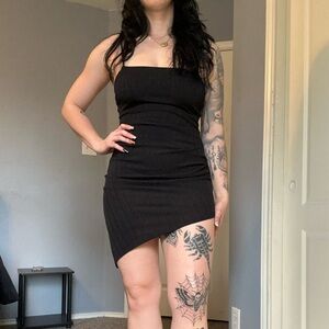 Chic Asymmetrical Black Dress